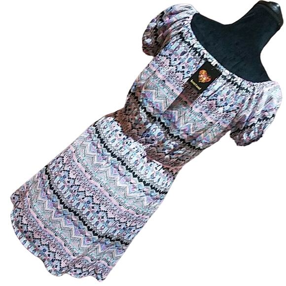 New Heartsoul Multicolored peasant top dress Medium - Picture 2 of 8